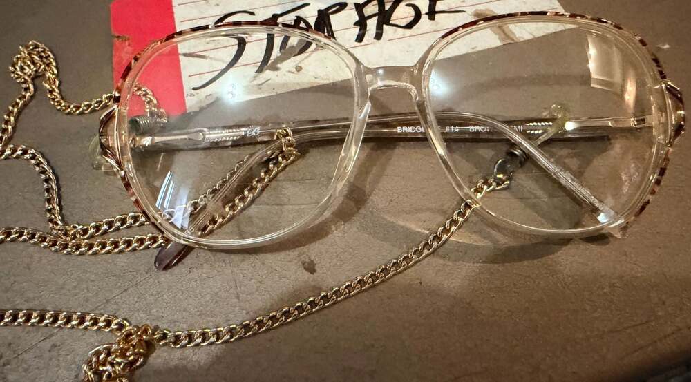 Vintage Clear and Tortoiseshell Oversized Eyeglasses with Gold Chain